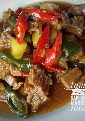 Foto resep Tumis daging sapi asam manis
