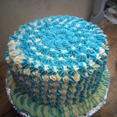 A picture of Multi coloured butter cream design.