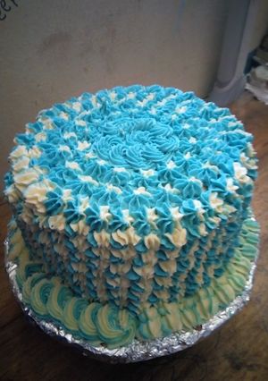 A picture of Multi coloured butter cream design.