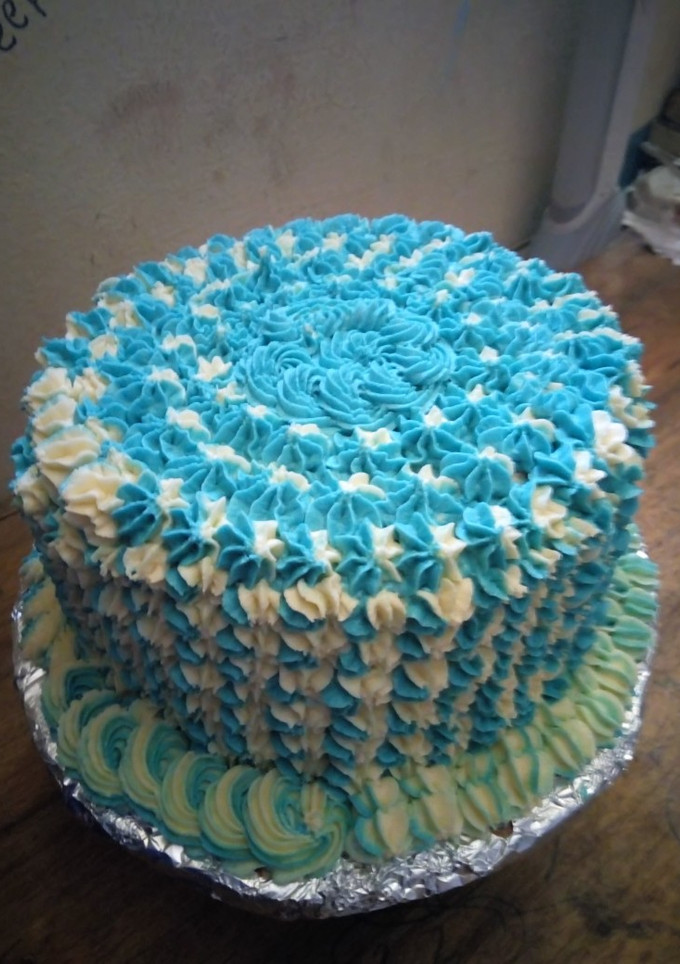 A picture of Multi coloured butter cream design.