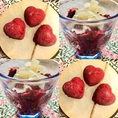 A picture of Chocolate raspberry ‘mousse’ or ‘truffle’ - vegan.