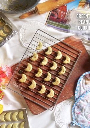 Foto resep Green Tea Peanut Cookies (NO MIXER)