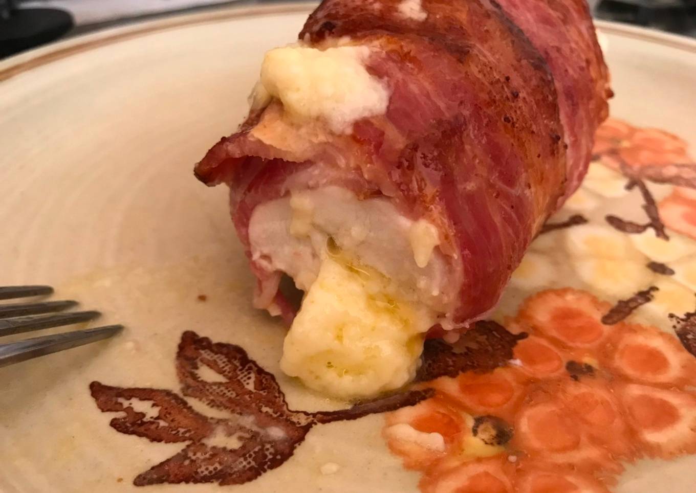 Keto cheesy chicken bacon wrap