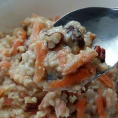 A picture of Vickys Easter Carrot Cake Overnight Oats, GF DF EF SF NF.