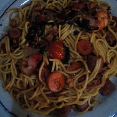 Curry Spaghetti with Grilled Veg A picture of Curry Spaghetti with Grilled Veg.
