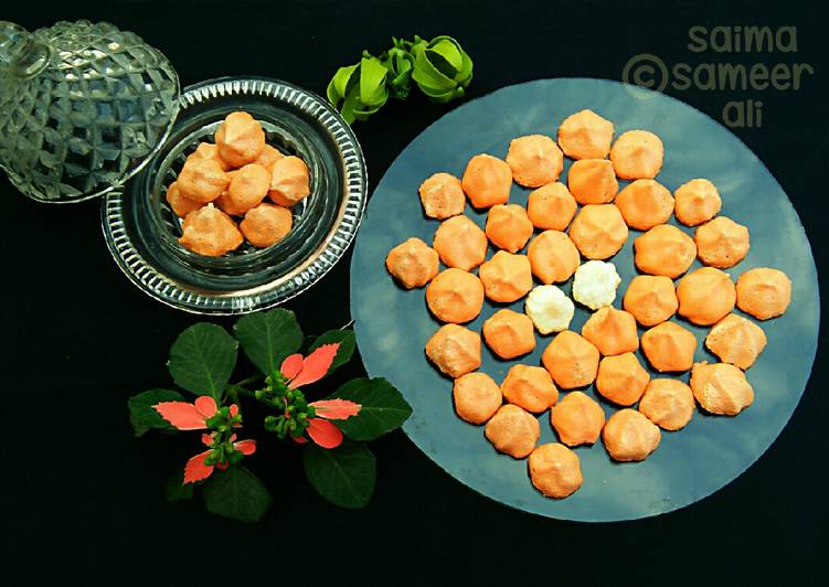 Egg whites cookies(meringue cookies) baked in pateela oven