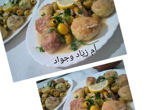 صورة لوصفة طاجين الزيتون بالفطر وكريات الدجاج والأرز