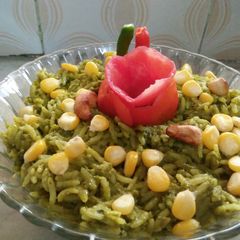 A picture of Palak corn pulav.