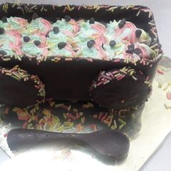 Rainbow Mousse Delight With Chocolate Car A picture of Rainbow Mousse Delight With Chocolate Car.