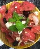 424. Ensalada mediterránea de sandía y queso feta (entrante fruta)