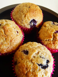 A picture of Blueberry and banana muffins.