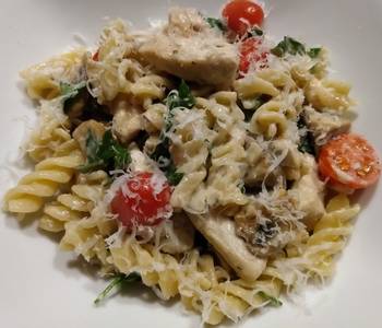 Latest Recipe Chicken and mushroom pasta in parmesan sauce Delicious