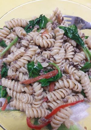 Una foto de Fideos integrales en sartén