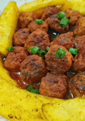 عکسی از دستور گوشت قلقلی با سیب زمینی تنوری