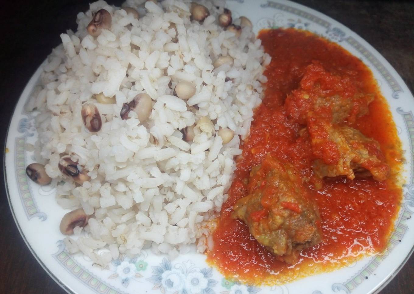 Rice & beans with beef stew#kano#