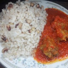 A picture of Rice & beans with beef stew#kano#.