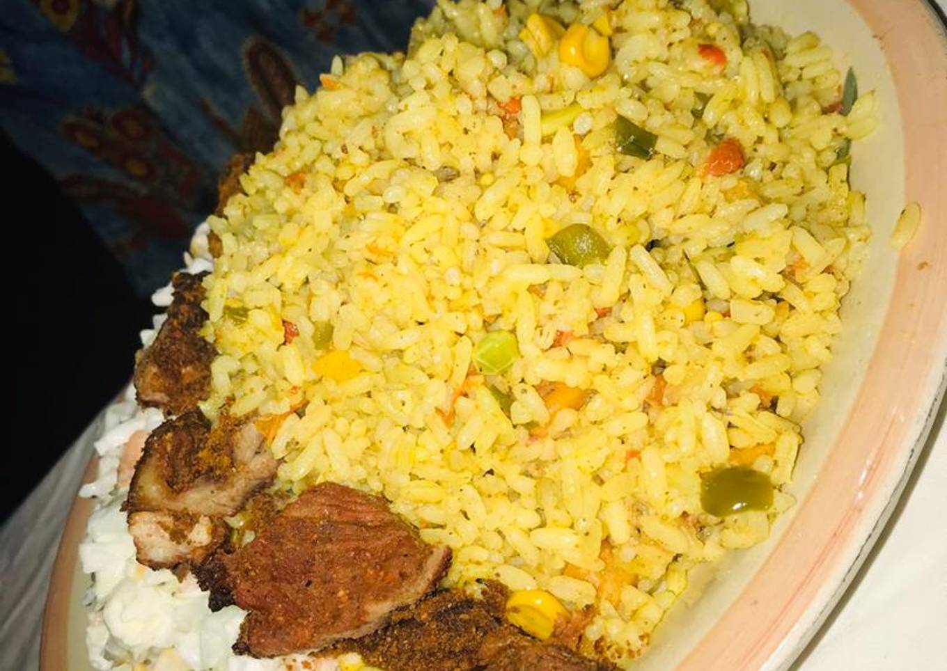 Title: coconut rice and salad