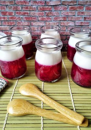 Foto resep Puding buah naga lapis susu
