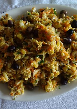 Foto de Bacalhau à Brás com cenoura e alho francês (e batata assada)