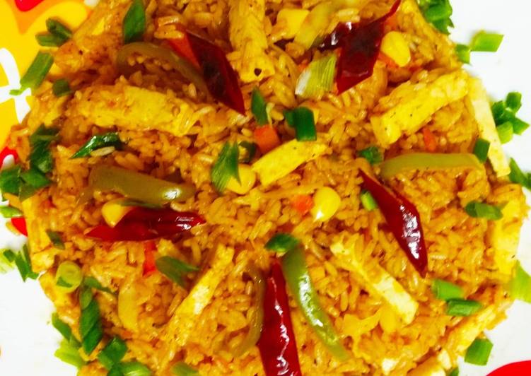 Recipe of Ultimate Schezwan Paneer &amp; Veg Fried rice