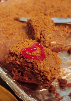 A picture of Peanut Butter Cookie Crumble Brownies.