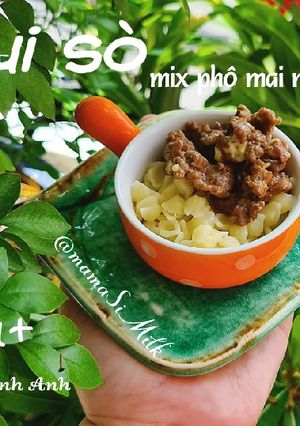 Hình của món Nui sò xào bò sốt phô mai nấm sữa - 9m+ cho bé ăn thô tốt.