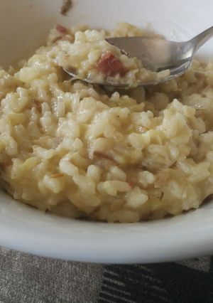 Una foto de Risotto de setas y jamón