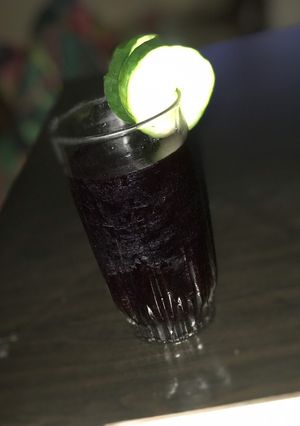 A picture of Zobo with cucumber drink.