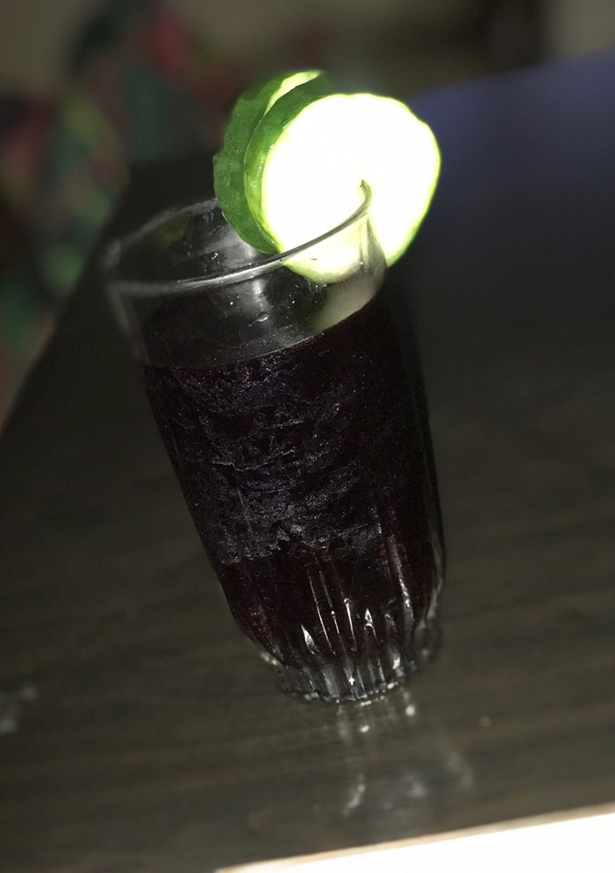A picture of Zobo with cucumber drink.