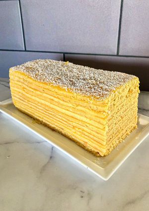 Una foto de Torta panqueque naranja sin gluten
