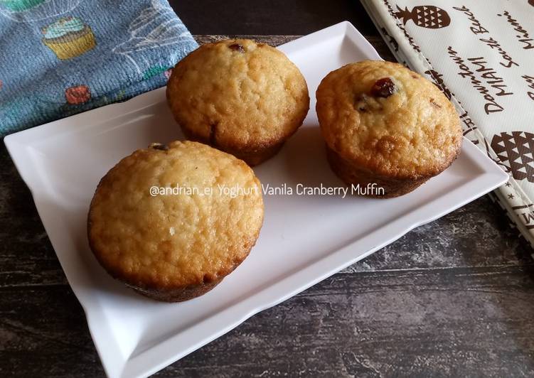 Yoghurt Vanila Cranberry Muffin (Tanpa Mixer)