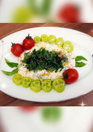 صورة لوصفة خضار مشكلة مع اللبن والكزبرة 🌷😋