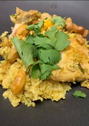 A picture of Coconut Chicken and Rice.