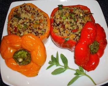 Easy Cooking Recipe Stuffed peppers with three colors quinoa walnuts and raisins Home Style