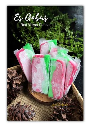 Foto resep Es Gabus Red Velvet Pandan