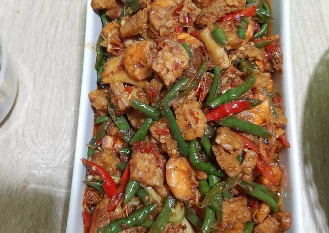 Cara Memasak Sambel tumis udang tempe cabe ijo Yang Mudah