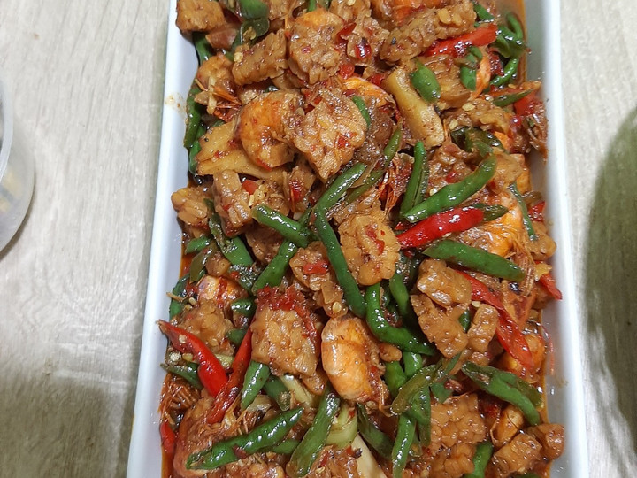 Cara Memasak Sambel tumis udang tempe cabe ijo Yang Mudah