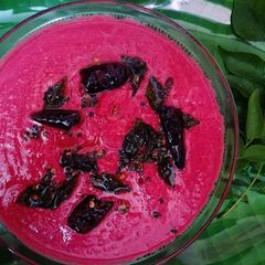 A picture of Beetroot in coconut with yogurt .
