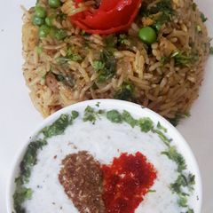 A picture of Brown rice with soya paneer.