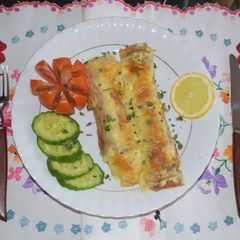 Ham and mushroom baked pancake A picture of Ham and mushroom baked pancake.