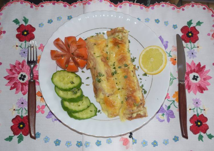 Recipe of Yummy Ham and mushroom baked pancake