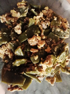 Una foto de Judías verdes con carne picada y huevo