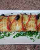 Rollo de patata relleno con pollo y verdura / comida de Marruecos