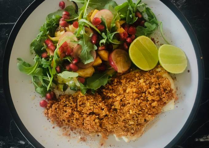 Smoked Paprika-Lemon-Cracked Black Pepper Crumbed Haddock with ChefMrstorm’s Summer Salad