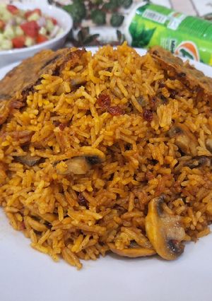 عکسی از دستور قارچ پلو کردی(خارچک پلو)😋