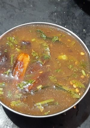 A picture of Raw Tamarind rasam.