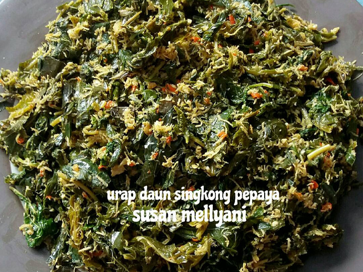 Resep Urap daun singkong &amp;amp; daun pepaya 🍀🌿 Anti Gagal