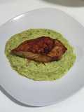 Puré al cilantro con pulpa de cerdo