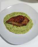 Puré al cilantro con pulpa de cerdo
