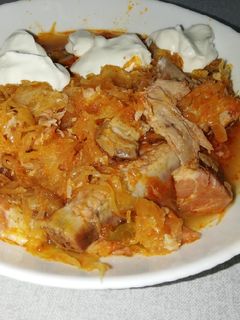 Káposztás, füstölt húsos egytál recept fotója